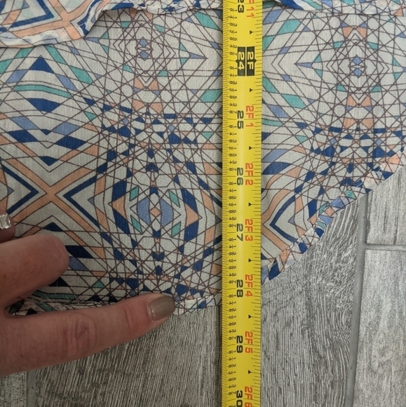 Free People Sheer Cream Geometric Button Down Top - Picture 9 of 10